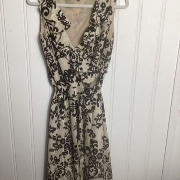 Jones New York Collection Fit Flare Dress Black Crème Sz 12 Sleeveless - Picture 1 of 10